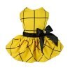 Fitwarm Vintage Ribbon Dog Dress Pet Clothes Vest Shirts Yellow