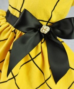 Fitwarm Vintage Ribbon Dog Dress Pet Clothes Vest Shirts Yellow 3
