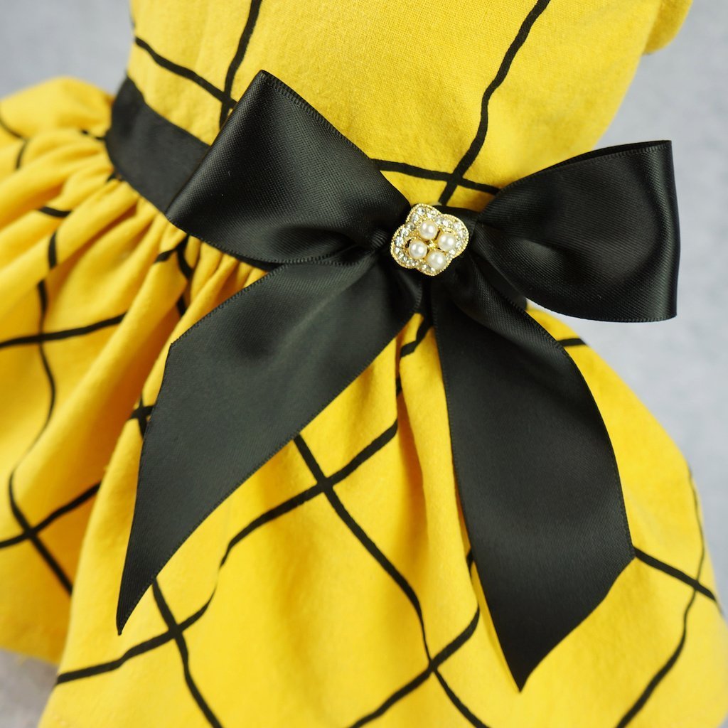 Fitwarm Vintage Ribbon Dog Dress Pet Clothes Vest Shirts Yellow 3