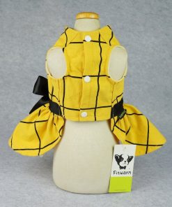 Fitwarm Vintage Ribbon Dog Dress Pet Clothes Vest Shirts Yellow 5