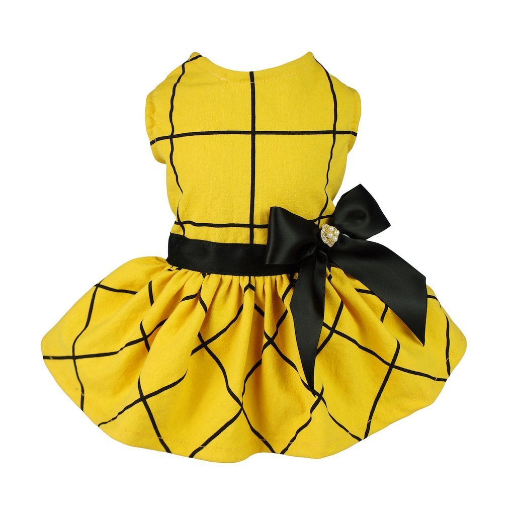 Fitwarm Vintage Ribbon Dog Dress Pet Clothes Vest Shirts Yellow