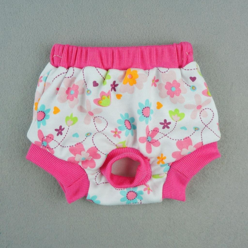 Fitwarm Washable Pink Floral Female Pet Dog Diaper Sanitary Pants Season Heat Nappies Clothes Apparel 2