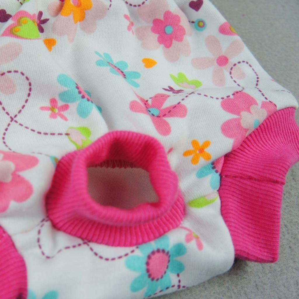 Fitwarm Washable Pink Floral Female Pet Dog Diaper Sanitary Pants Season Heat Nappies Clothes Apparel 3
