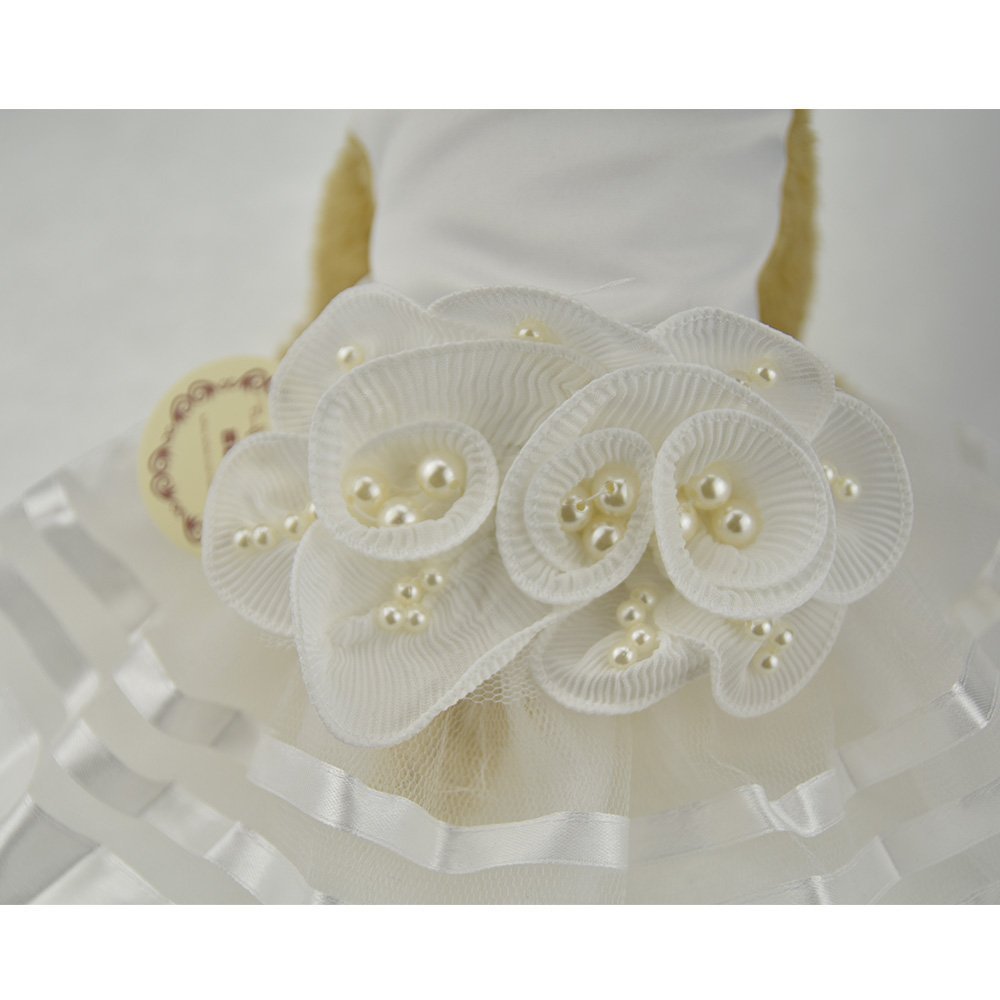 White Pearl Flower Dog Puppy Luxury Bow Dress Pet Cat Tutu Skirt Princess Wedding Dress Dog Chihuahua Clothes Bride Costume 3