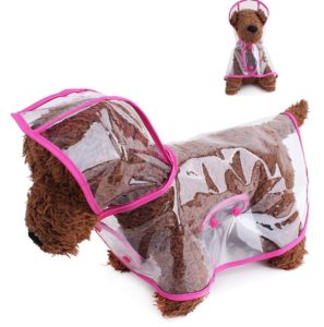 Asunflower Raincoats for Puppy Waterproof Transparent Pet Rainwear for Teddy Pomeranian Chihuahua XS Rose Red