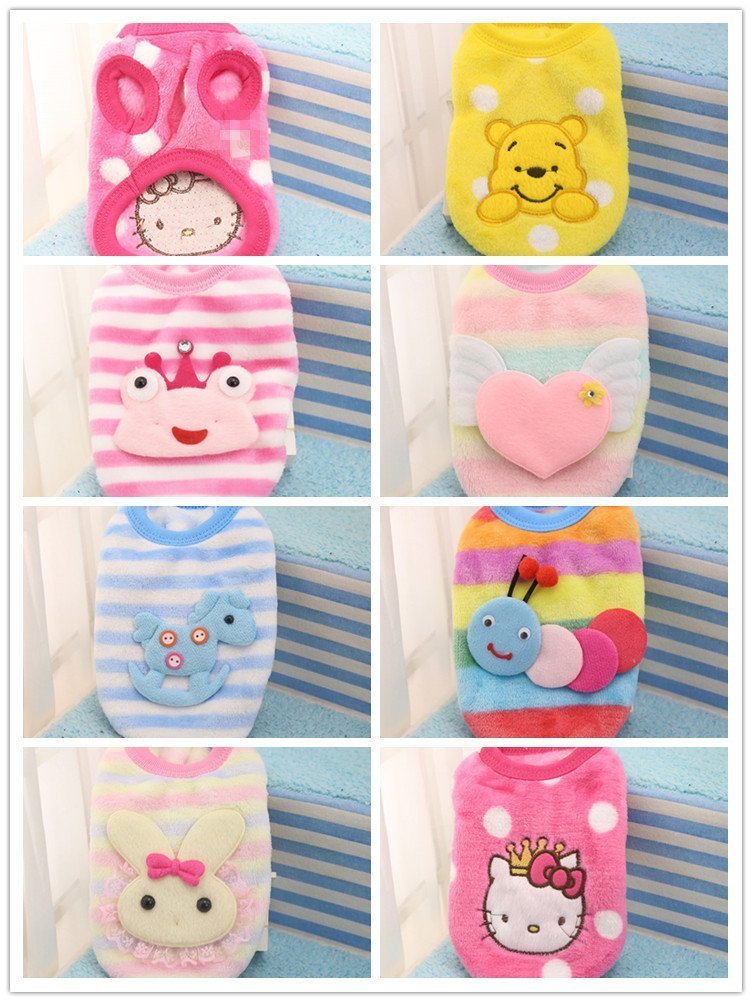 Chicpaw Puppy Pet Vest Small Dog Cat Clothes Shirt Coral Velvet Cartoon Coat Pet Chihuahua Apparel Costume 6