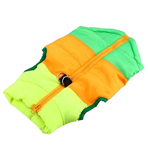 Idepet(TM) Pet Dog Cat Coat with Leash Anchor Color Patchwork Padded Puppy Vest Teddy Jacket Chihuahua Costumes Pug Clothes XS S M L 3