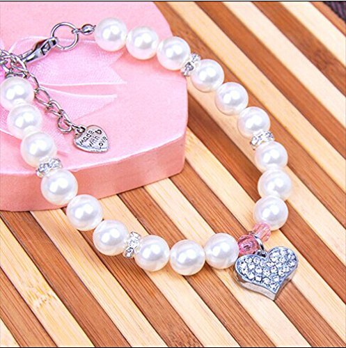 PETFAVORITES Fancy Pinky Crystal Heart Pet Cat Dog Necklace Jewelry with Bling Pearls Rhinestones Charm for Pets Cats Small Dogs Girl Teacup Chihuahua Yorkie Clothes Costume Outfits 2