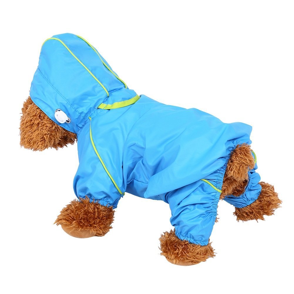 Pet Dog Raincoat Waterproof Jumpsuit Puppy Drawstring Hooded Rain Jacket Blue Slicker Outdoor Protection Clothes, XS 2