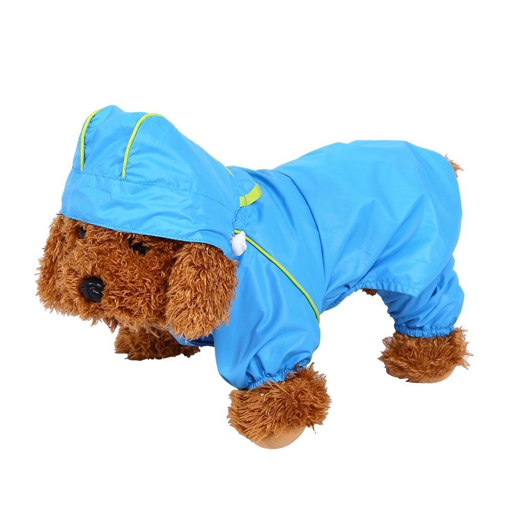 Pet Dog Raincoat Waterproof Jumpsuit Puppy Drawstring Hooded Rain