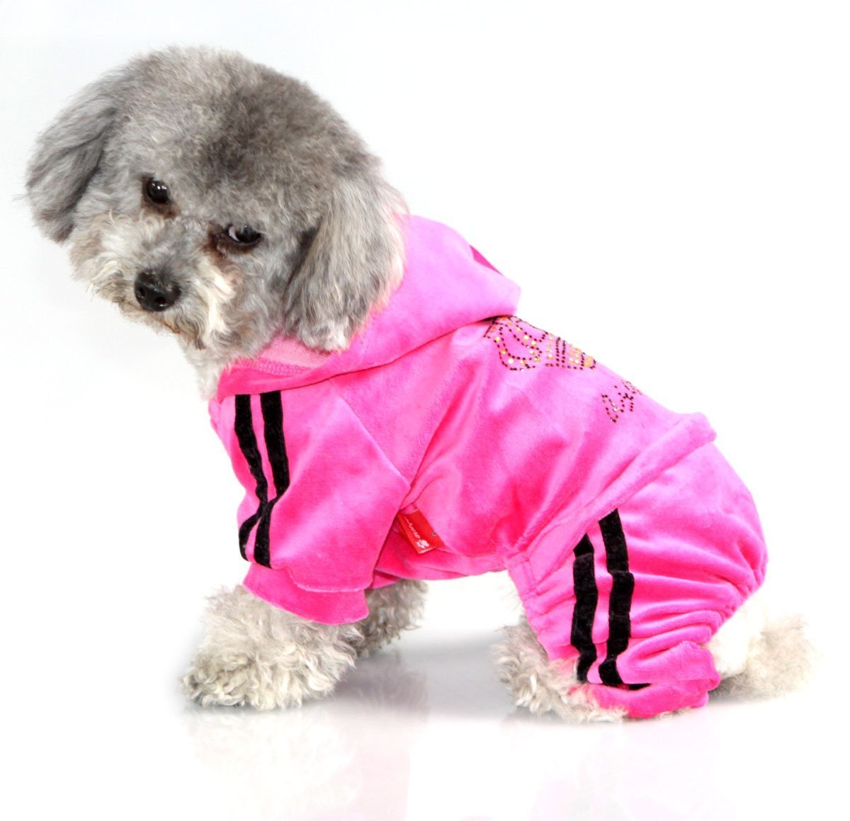 SMALLLEE_LUCKY_STORE Pet Clothes for Small Dog Cat Soft Velvet Crown Jumpsuit Coat Hooide Pajamas Tracksuit 4