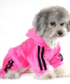 SMALLLEE_LUCKY_STORE Pet Clothes for Small Dog Cat Soft Velvet Crown Jumpsuit Coat Hooide Pajamas Tracksuit 5