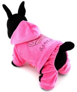 SMALLLEE_LUCKY_STORE Pet Clothes for Small Dog Cat Soft Velvet Crown Jumpsuit Coat Hooide Pajamas Tracksuit 7