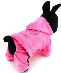 SMALLLEE_LUCKY_STORE Pet Clothes for Small Dog Cat Soft Velvet Crown Jumpsuit Coat Hooide Pajamas Tracksuit 8