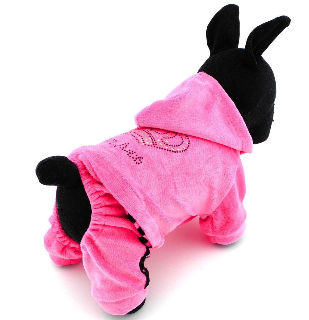 SMALLLEE_LUCKY_STORE Pet Clothes for Small Dog Cat Soft Velvet Crown Jumpsuit Coat Hooide Pajamas Tracksuit 8
