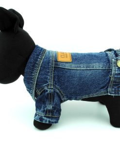 SMALLLEE_LUCKY_STORE Pet Small Dog Cat Clothes Classic Denim Jacket Coat Male Costume Blue S 2