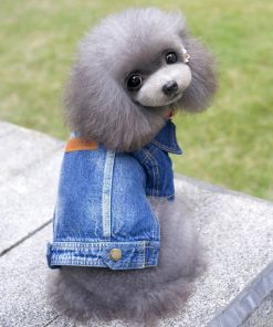 SMALLLEE_LUCKY_STORE Pet Small Dog Cat Clothes Classic Denim Jacket Coat Male Costume Blue S 5