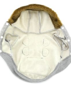 SMALLLEE_LUCKY_STORE Pet Small Dog Cat Clothes Fleece Horns Hoodie Jacket Hooded Coat Grey S 11