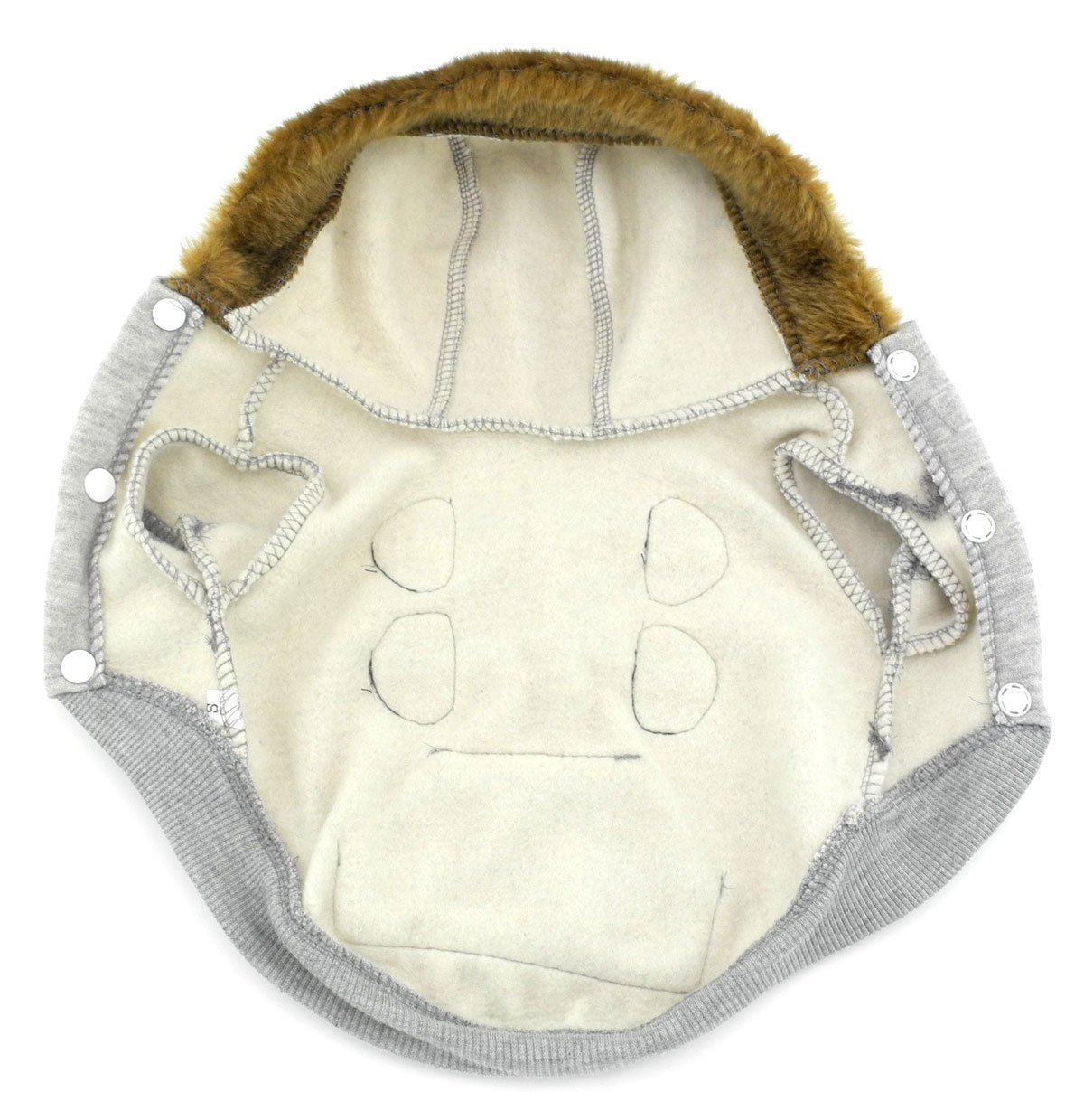 SMALLLEE_LUCKY_STORE Pet Small Dog Cat Clothes Fleece Horns Hoodie Jacket Hooded Coat Grey S 11