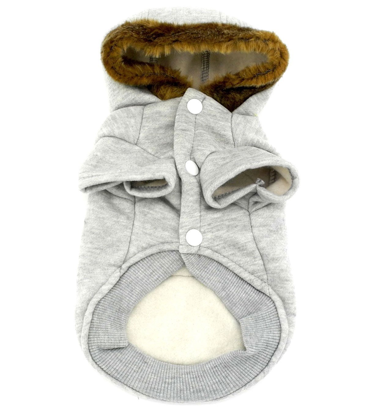 SMALLLEE_LUCKY_STORE Pet Small Dog Cat Clothes Fleece Horns Hoodie Jacket Hooded Coat Grey S 2