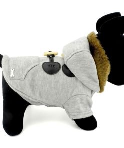 SMALLLEE_LUCKY_STORE Pet Small Dog Cat Clothes Fleece Horns Hoodie Jacket Hooded Coat Grey S 4
