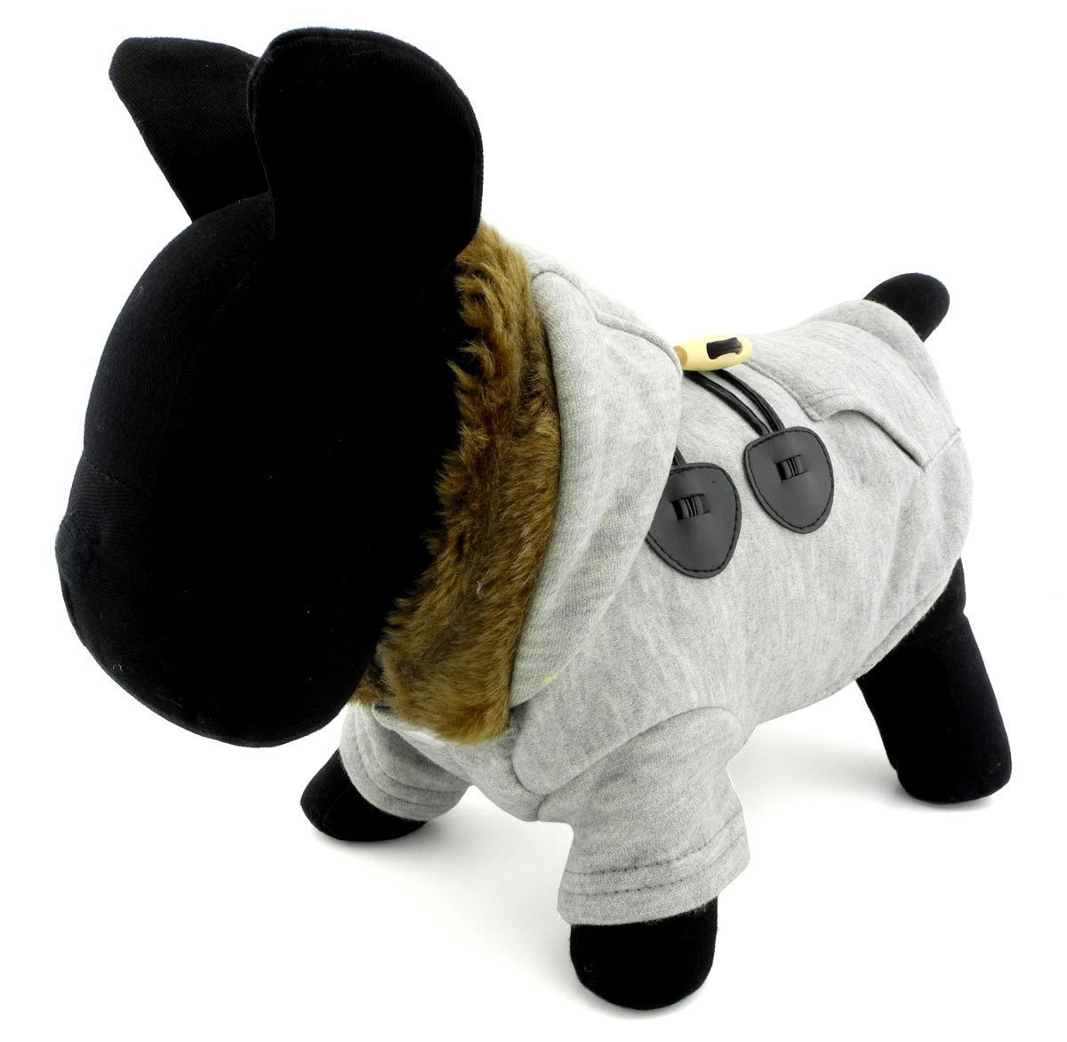 SMALLLEE_LUCKY_STORE Pet Small Dog Cat Clothes Fleece Horns Hoodie Jacket Hooded Coat Grey S 8