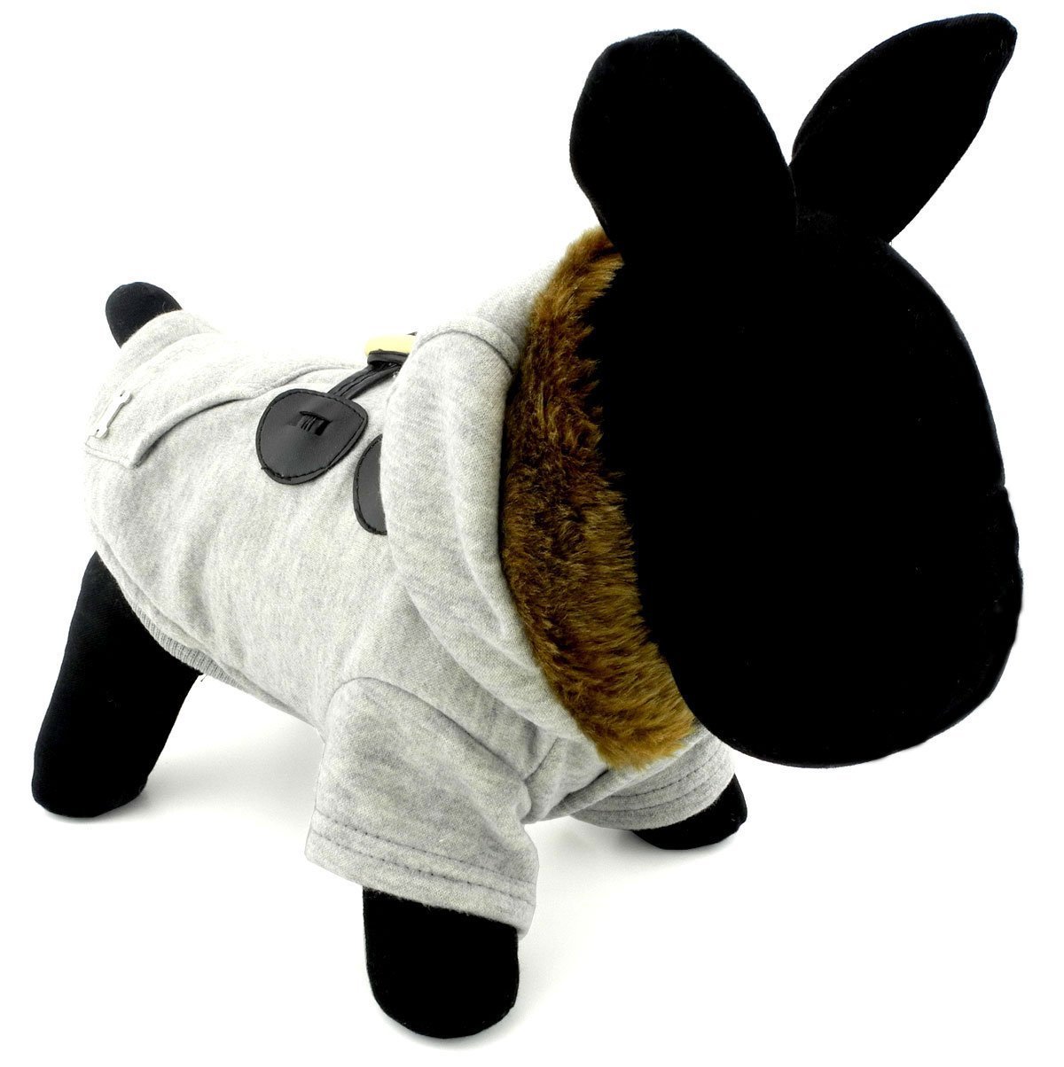 SMALLLEE_LUCKY_STORE Pet Small Dog Cat Clothes Fleece Horns Hoodie Jacket Hooded Coat Grey S 9