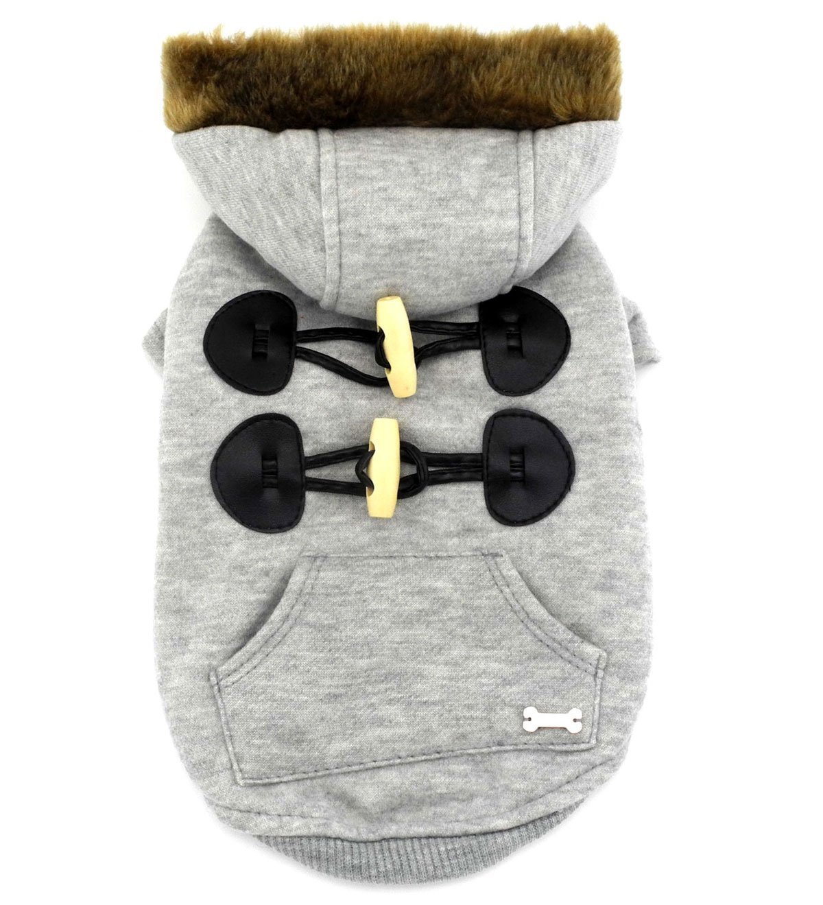 SMALLLEE_LUCKY_STORE Pet Small Dog Cat Clothes Fleece Horns Hoodie Jacket Hooded Coat Grey S