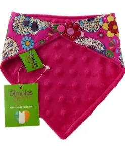 Dimples Dog Bandana - Pink Mexican Skulls (handmade for all sizes and breeds) 2