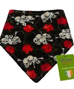 Dimples Dog Bandana - Roses & Skulls (handmade for all sizes and breeds)