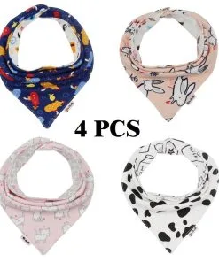 FUNPET 4 Pack Dog Bandana Triangle Bibs Scarfs Accessories for Pet Cats and Puppies