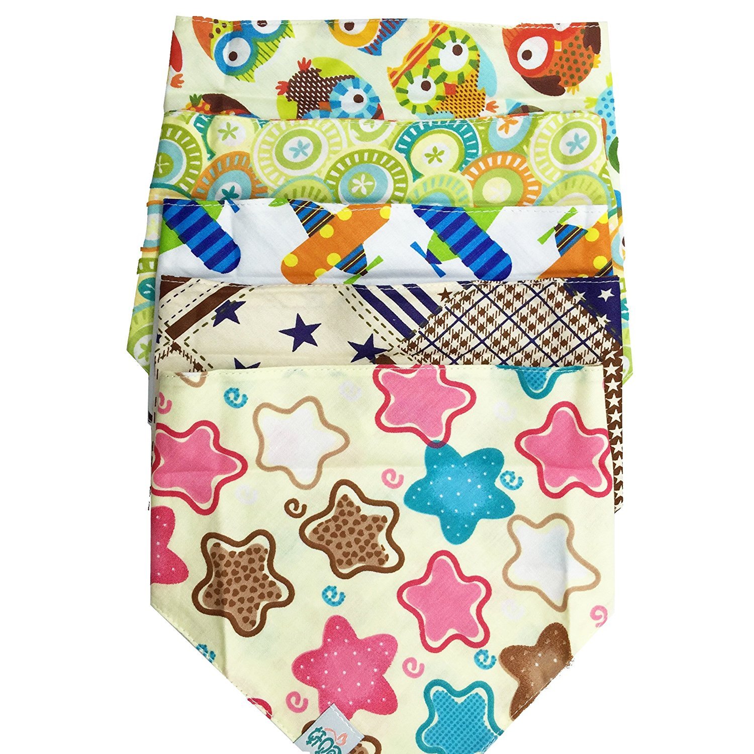 FUNPET 5 Pcs Dog Bandana Triangle Bibs Scarfs Accessories for Pet Cats and Baby Puppies with Buttons 2