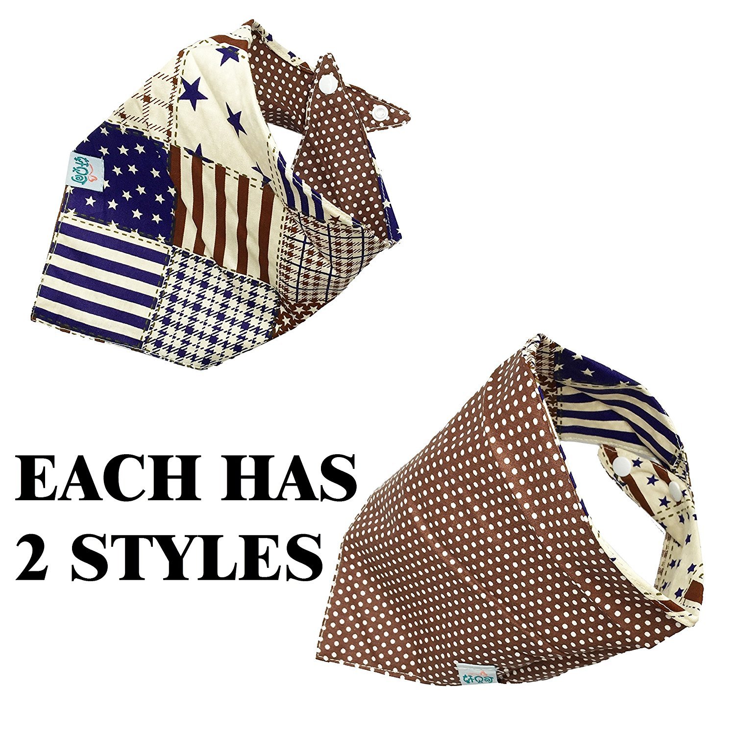FUNPET 5 Pcs Dog Bandana Triangle Bibs Scarfs Accessories for Pet Cats and Baby Puppies with Buttons 4