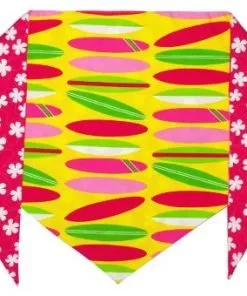 Girl's Pink Surfboard Bandana for Dogs (S) Ties on 9 - 10 neck 2