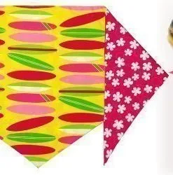 Girl's Pink Surfboard Bandana for Dogs (S) Ties on 9 - 10 neck