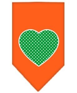 Mirage Pet Products Green Swiss Dot Heart Screen Print Bandana for Pets, Small, Orange