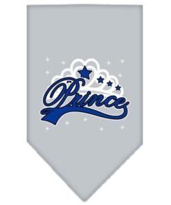 Mirage Pet Products I'm a Prince Screen Print Bandana for Pets, Small, Grey