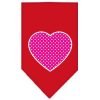 Mirage Pet Products Pink Swiss Dot Heart Screen Print Bandana for Pets, Small, Red
