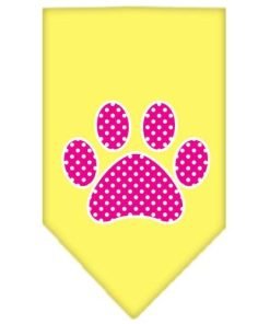 Pink Swiss Dot Paw Screen Print Dog Bandanas