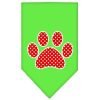 Red Swiss Dot Paw Screen Print Dog Bandanas