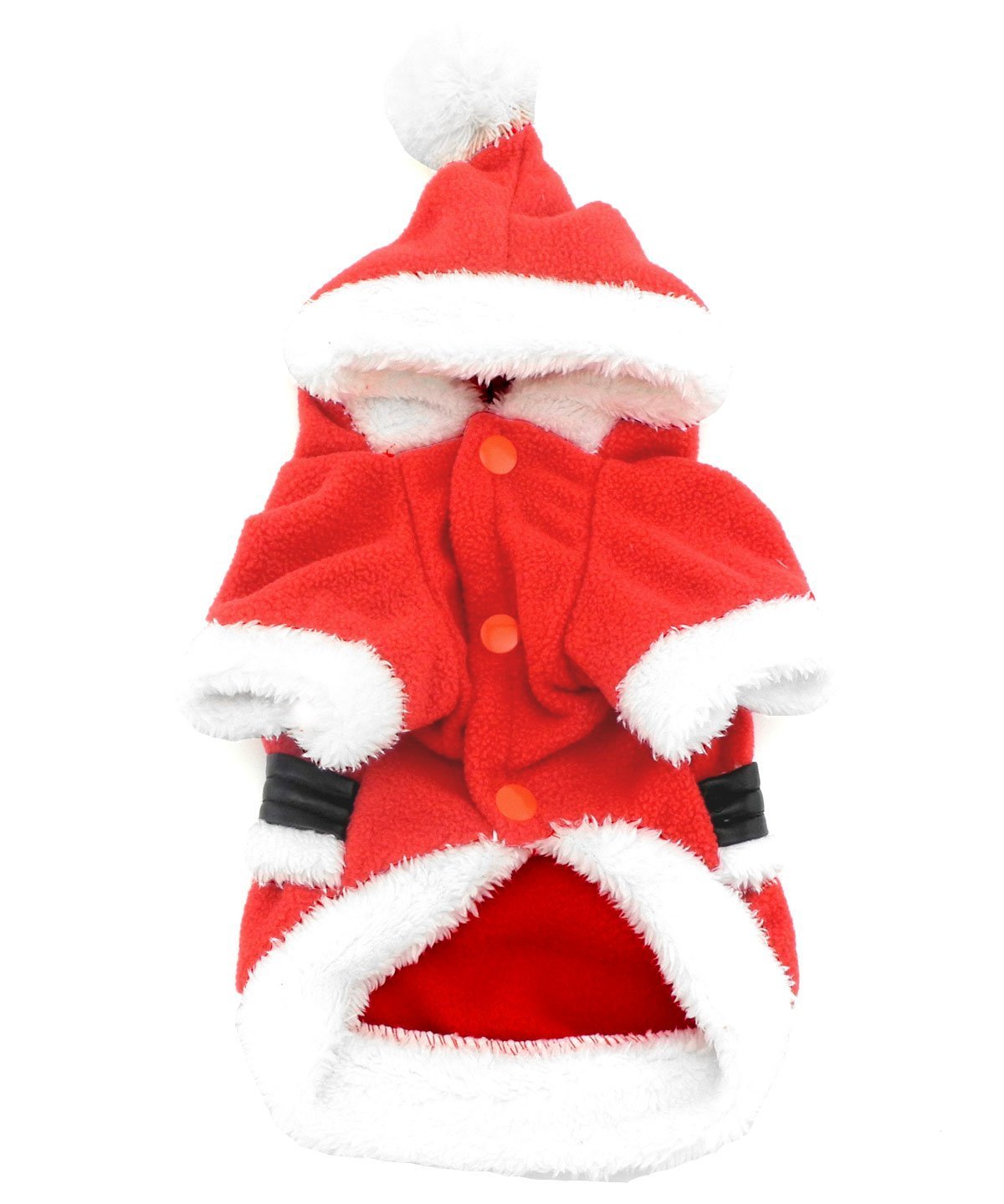 SMALLLEE_LUCKY_STORE Pet Small Dog Cat Clothes Fleece Santa Claus Costume Chirstmas Xmas Dress Up Red 2