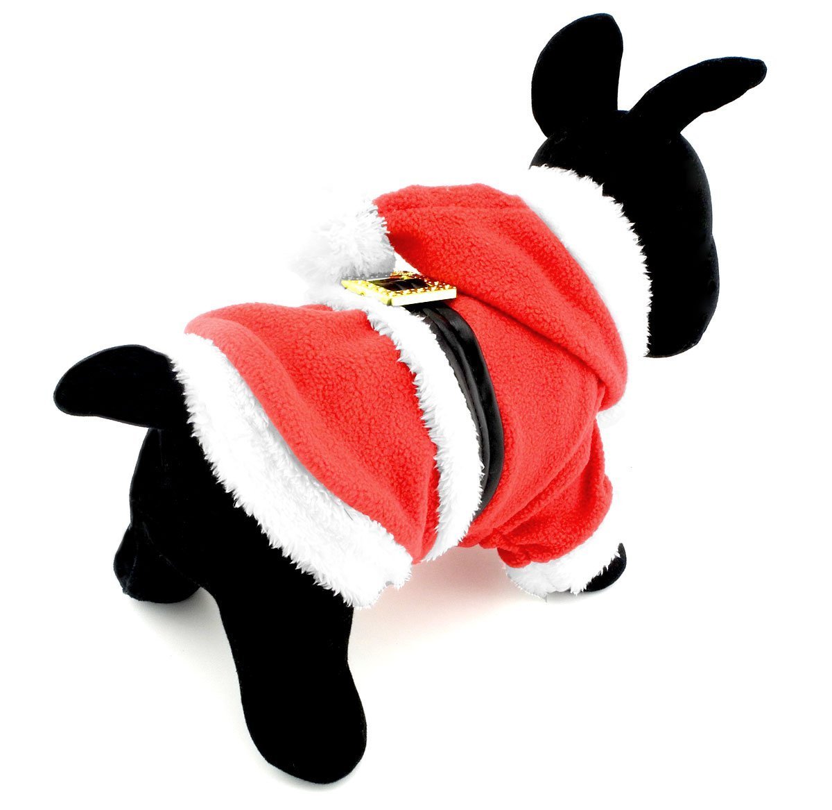 SMALLLEE_LUCKY_STORE Pet Small Dog Cat Clothes Fleece Santa Claus Costume Chirstmas Xmas Dress Up Red 4