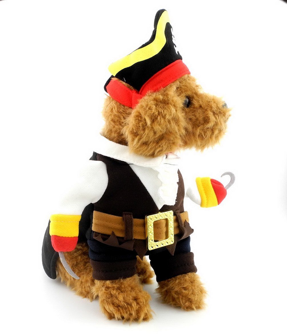 SELMAI Pet Cat Dog under 20 pounds Small Dog Pirate Costume Coat with Adjustable Hat 2