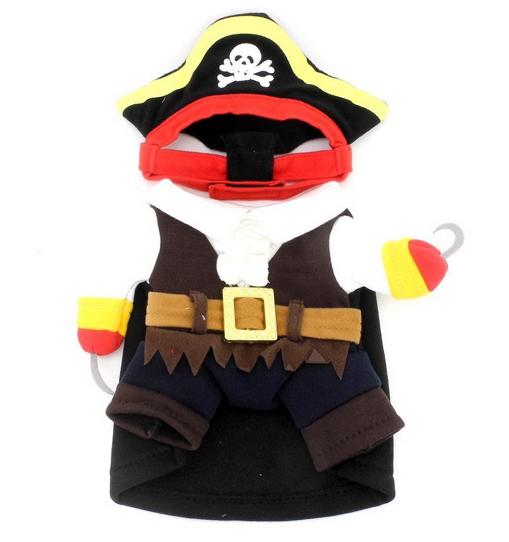 SELMAI Pet Cat Dog under 20 pounds Small Dog Pirate Costume Coat with Adjustable Hat 4