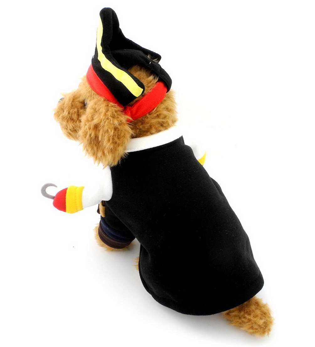 SELMAI Pet Cat Dog under 20 pounds Small Dog Pirate Costume Coat with Adjustable Hat 8