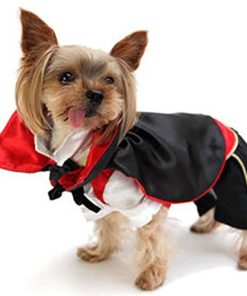 SMALLLEE_LUCKY_STORE Cat Dog Clothes Black Red Vampire Jumpsuit Cloak Coat Costume Small Dog Clothes 3