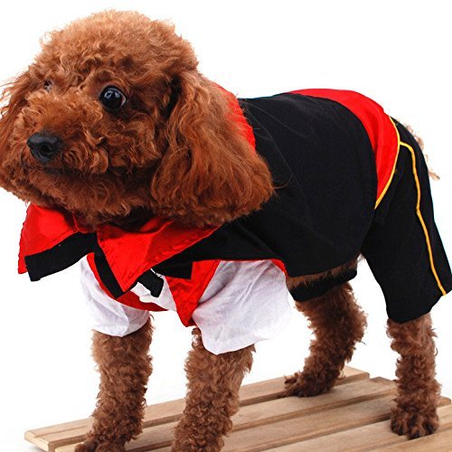 SMALLLEE_LUCKY_STORE Cat Dog Clothes Black Red Vampire Jumpsuit Cloak Coat Costume Small Dog Clothes 4