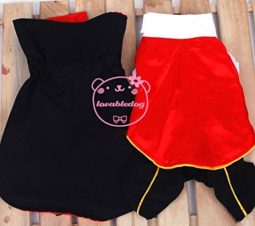 SMALLLEE_LUCKY_STORE Cat Dog Clothes Black Red Vampire Jumpsuit Cloak Coat Costume Small Dog Clothes