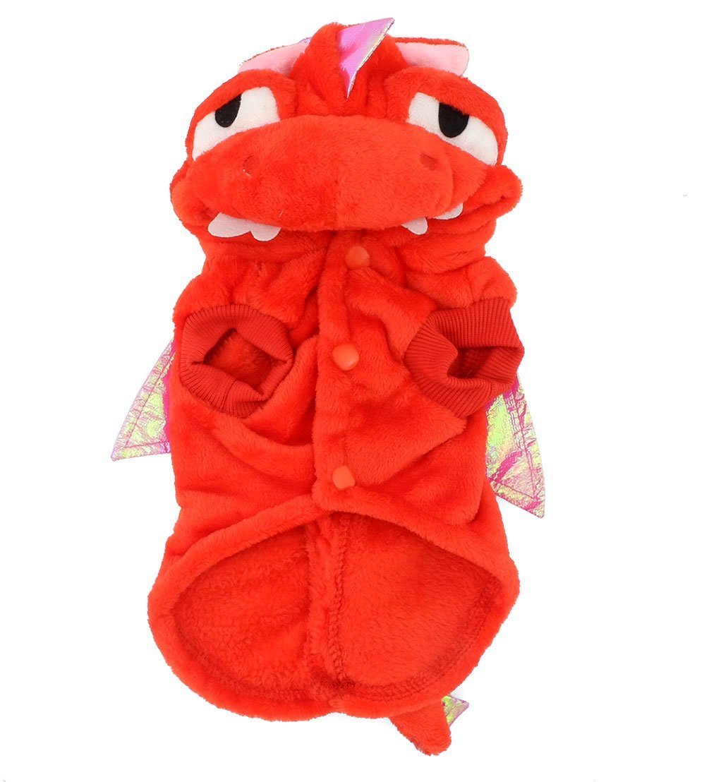 SMALLLEE_LUCKY_STORE Pet Dog Cat Flying Dragon Dinosaur Costume Velvet Coat 2