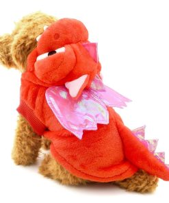 SMALLLEE_LUCKY_STORE Pet Dog Cat Flying Dragon Dinosaur Costume Velvet Coat 3